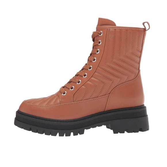 Marc Fisher Boots Women’s Size 7.5M Pierce Combat Lace Up Brown Faux Leather - Picture 3 of 8